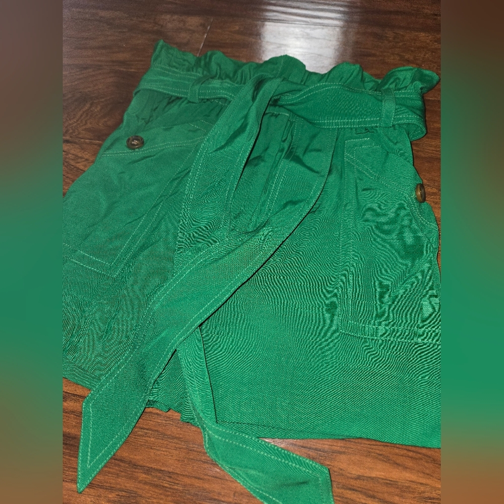 J. Crew High Waisted Paper Bag Bright Green Shorts Size 2 - Picture 6 of 9